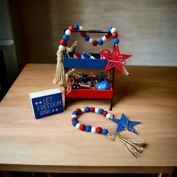 ⤵️🆕 Patriotic handmade Wood Bead Garland | Farmhouse garland | 4th of July - Picture 12 of 12